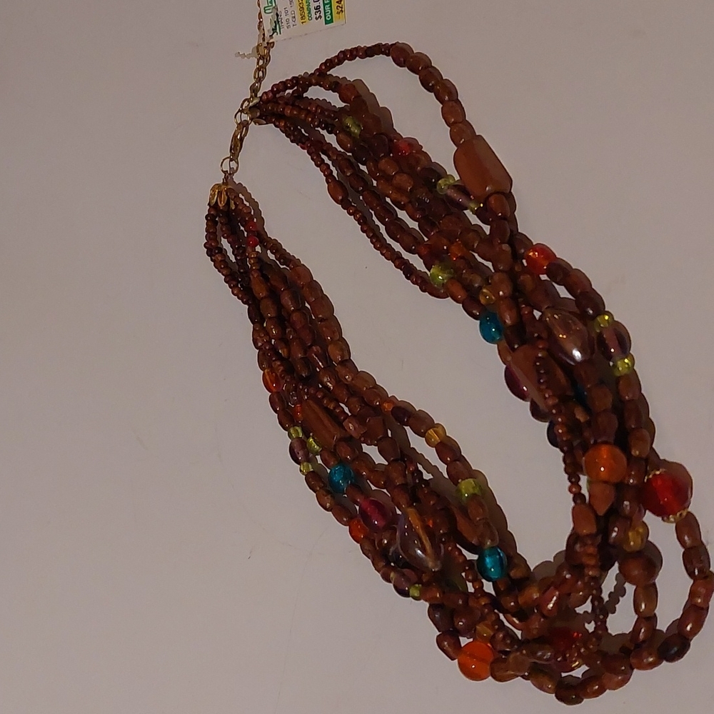 Wood and Glass Beaded Necklace